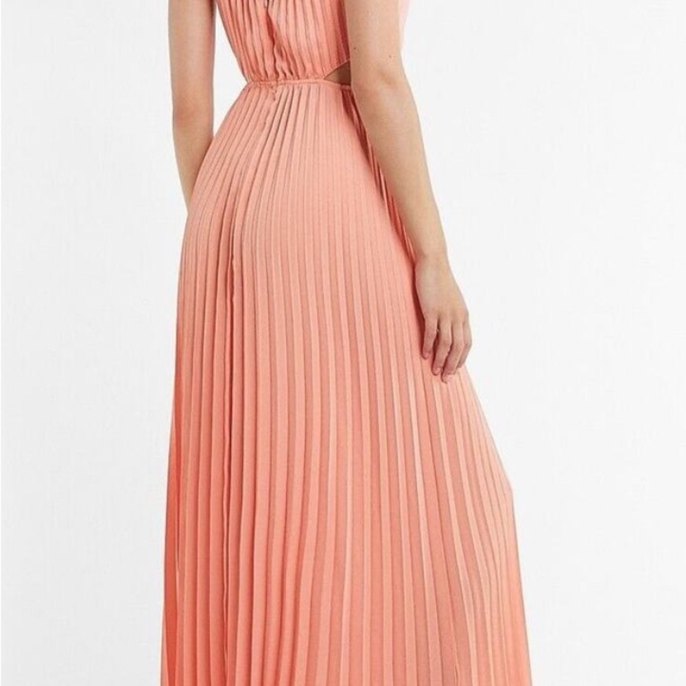 NWOT Express Coral and Pink Pleated Gown for Weddings - Picture 2 of 7